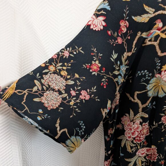 GP & J Baker x H&M Dress Botanical Bird Print Size 12 Calf-Length Textured Boho - Picture 8 of 13